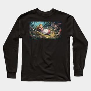 Alice in Wonderland. "Tea Party with the Mad Hatter and the Cheshire Cat" Long Sleeve T-Shirt